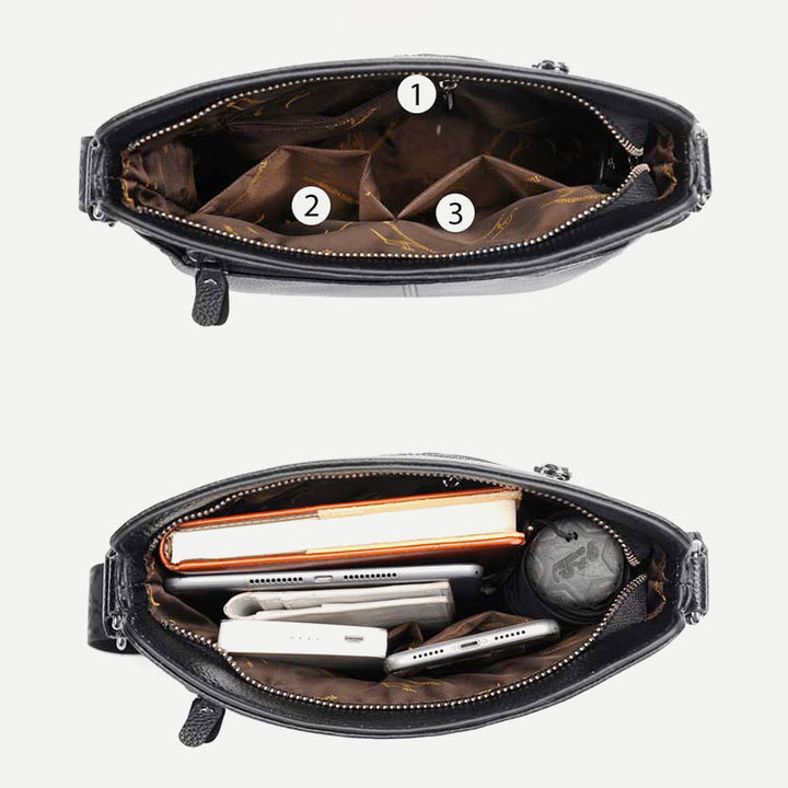 Messenger Bag für Männer Lychee Muster Echtleder Business Rucksack