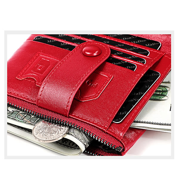RFID-blockierende Retro-Geldbörse aus Leder mit Kette