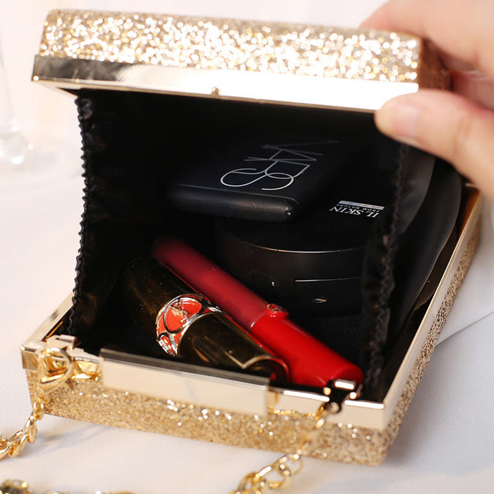 Abendtasche für Damen, Strass-Kette, tragbare Umhängetasche, quadratische Handtasche