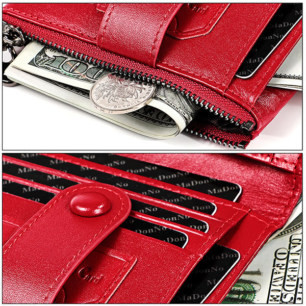 RFID-blockierende Retro-Geldbörse aus Leder mit Kette