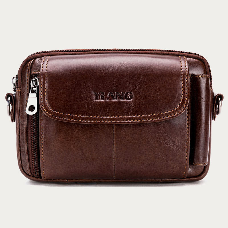 Leder-Gürteltasche für Herren, Retro, multifunktionale Umhängetasche für Handys