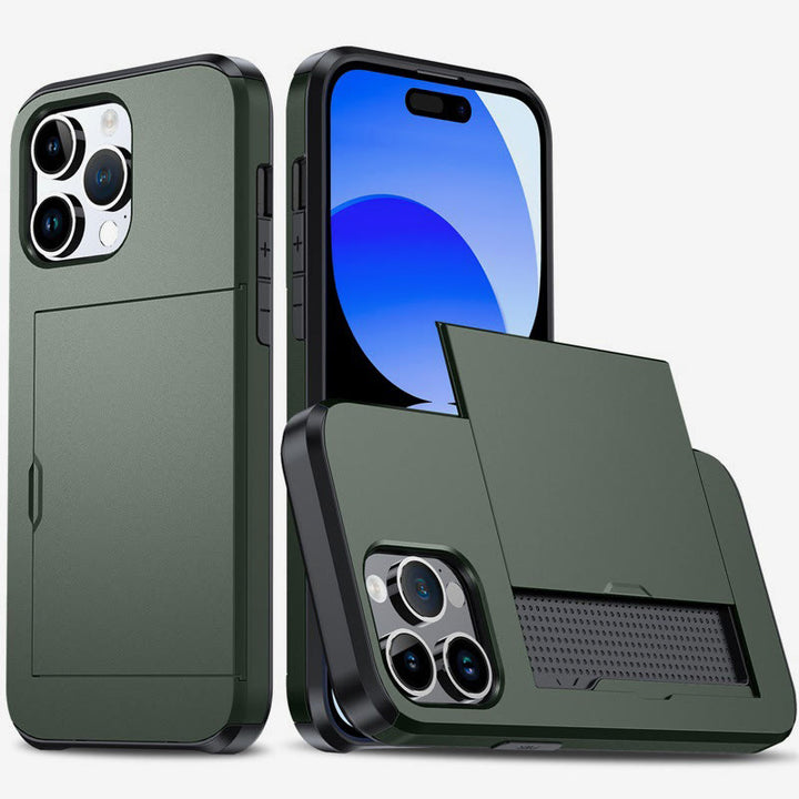 Iphone Slide Card Telefonhülle 2 in 1 Anti-Fall-Geldbörsenhülle