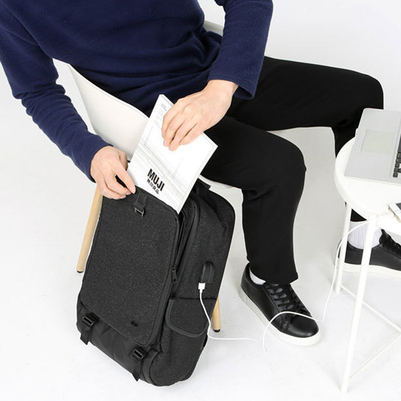 Robuster 15-Zoll-Business-Laptop-Rucksack für unterwegs mit USB-Ladeanschluss und Kopfhöreranschluss