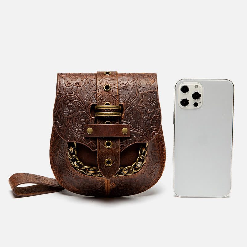 Retro-Umhängetasche für Damen mit Steampunk-Prägung, Umhängetasche mit Kette