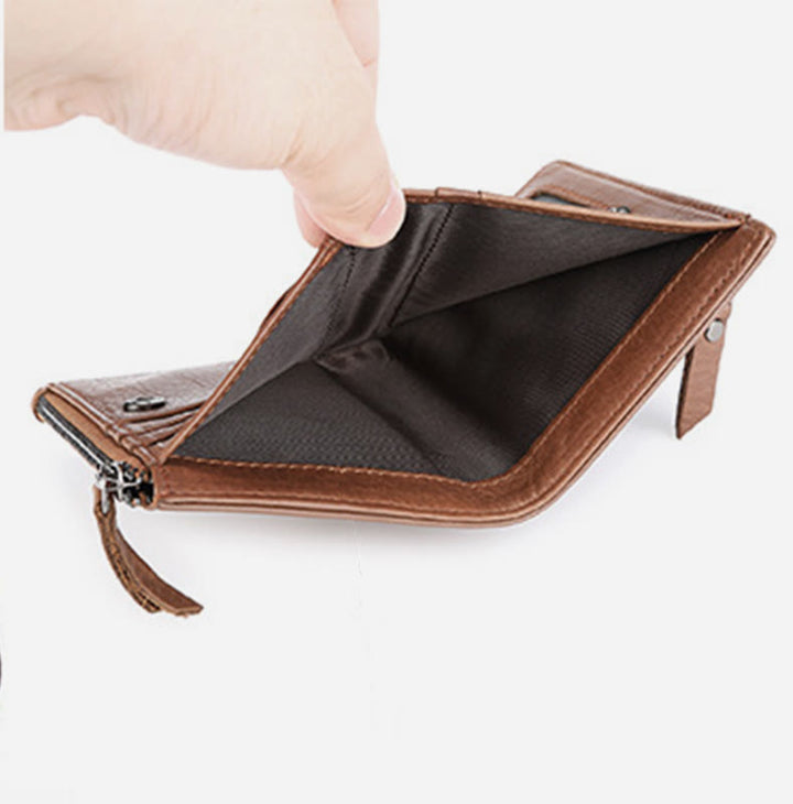 Echtes Leder RFID Geldbörse für Männer Minimalistische große Retro Geldbörse