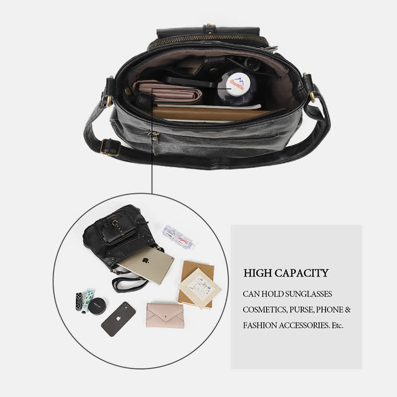 Crossbody-Tasche für Frauen mit Reißverschluss, verstellbarem Riemen, weiche Leder-Schulterhandtaschen