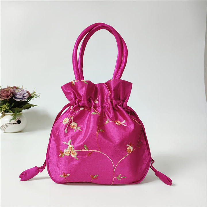 Clutch mit Blumenmuster und Kordelzug, Beuteltasche, Handtasche, Partytasche