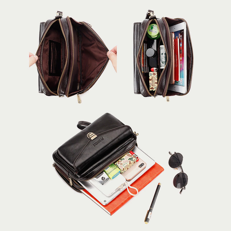 Echtes Leder Clutch Geldbörse Business Handtasche Handgelenk Tasche Fit 7,9 "Handy