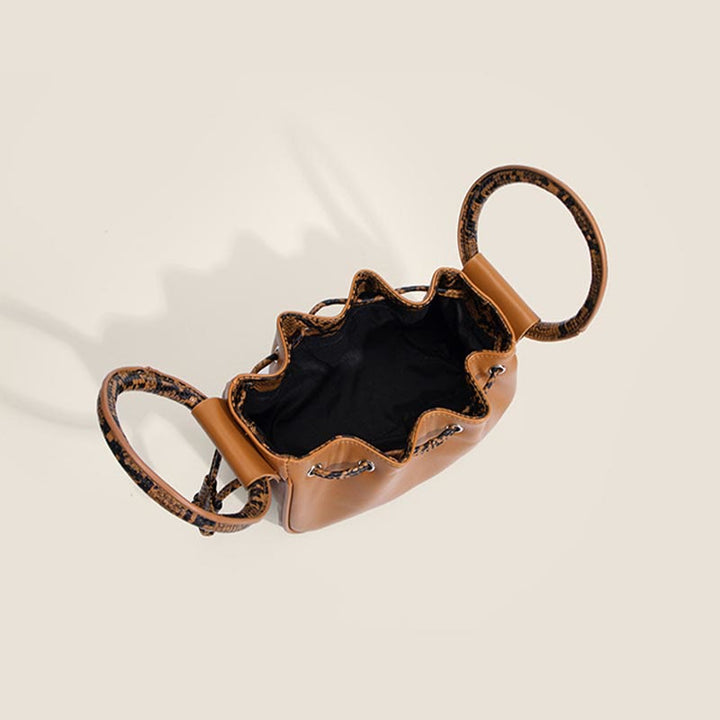 Handtasche für Damen, Nischenring, Vintage-Falte, Kordelzug, Umhängetasche