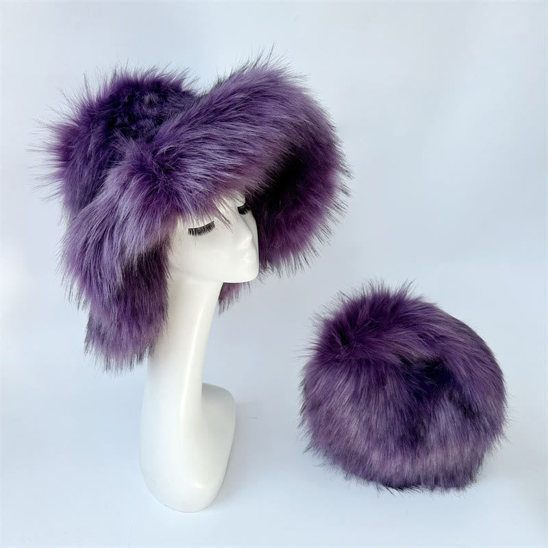 Kunstpelz weiche Hut Tasche Set für Frauen Winter Dating