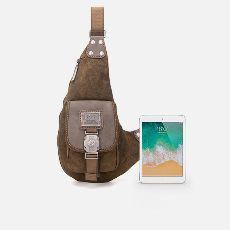 Multifunktionale Canvas-Brusttasche für Herren, Freizeit-Umhängetasche