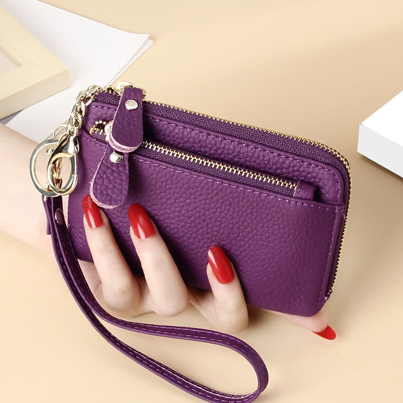 Kleine Clutch aus echtem Leder für Damen mit Armband, Geldbörse, Kartenhalter