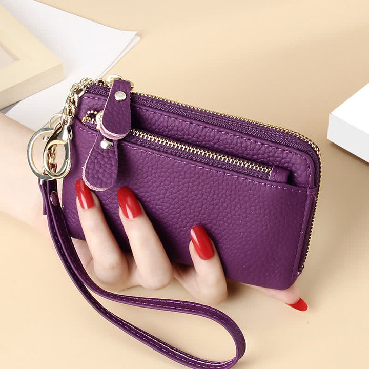 Kleine Clutch aus echtem Leder für Damen mit Armband, Geldbörse, Kartenhalter