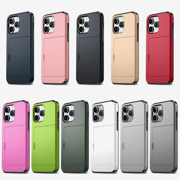 Iphone Slide Card Telefonhülle 2 in 1 Anti-Fall-Geldbörsenhülle