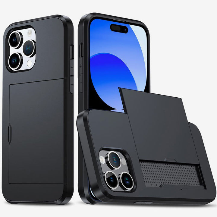 Iphone Slide Card Telefonhülle 2 in 1 Anti-Fall-Geldbörsenhülle