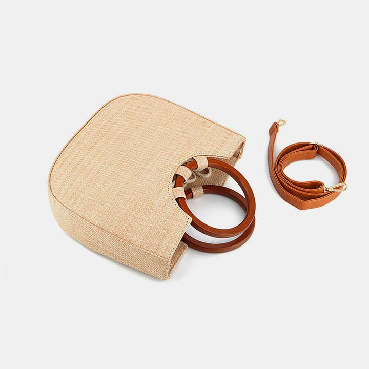 Umhängetasche für Damen, Bohemian-Stil, für Reisen und Strand, Stroh-Schultertasche