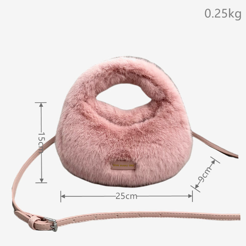 Kunstpelz-Geldbörse für Damen, verstellbarer Riemen, kleine Umhängetasche