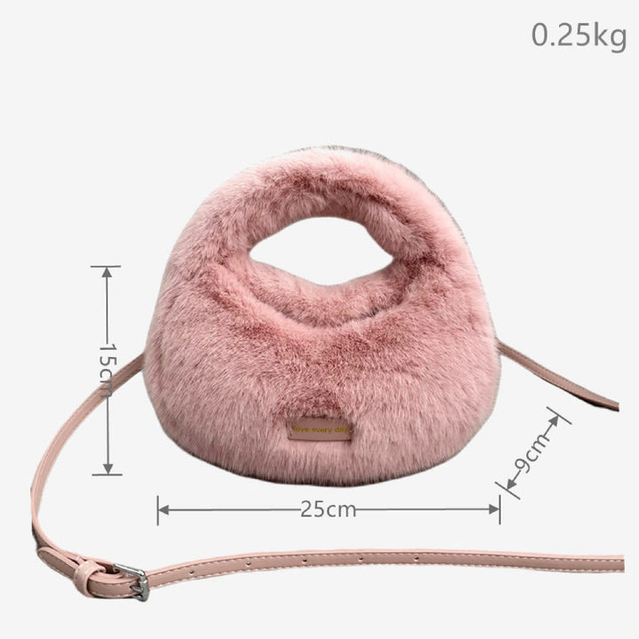 Kunstpelz-Geldbörse für Damen, verstellbarer Riemen, kleine Umhängetasche