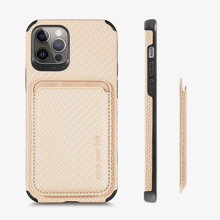 Magnetische Telefon-Geldbörse für iPhone-Telefonhülle mit Faserstruktur und magnetischem Kartenhalter