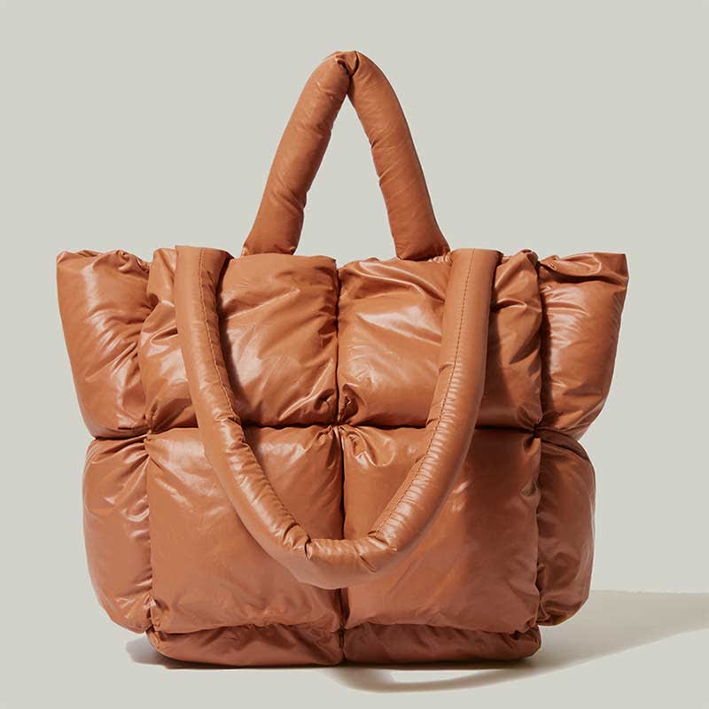 Gesteppte Puffer-Einkaufstasche mit großem Fassungsvermögen für Damen, weich gepolsterte Daunenhandtasche
