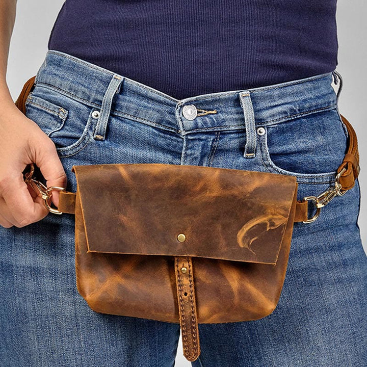 Retro-Hüfttasche aus Leder, Umhängetasche, Umhängetasche für Damen