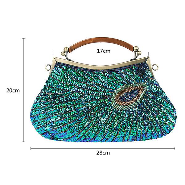 Handgemachte Perlen Clutch Pfau Pailletten Tasche