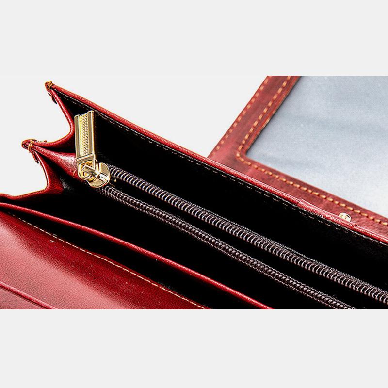 Retro-Geldbörse aus echtem Leder mit mehreren Fächern