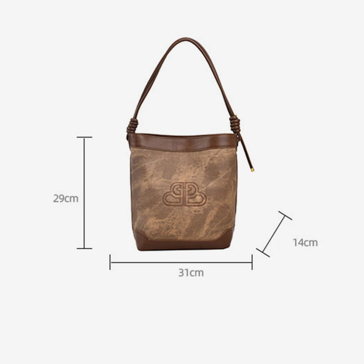 Vintage Bucket Bag für Damen aus veganem Leder für die Achsel