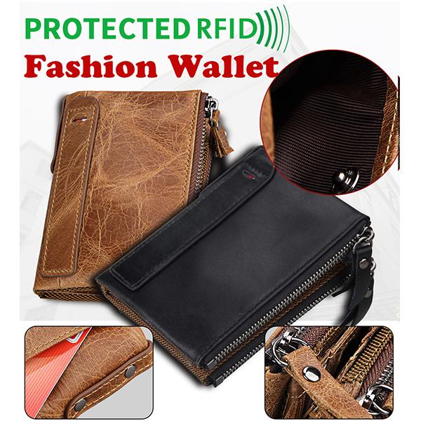 RFID-Geldbörse aus echtem Leder für Herren