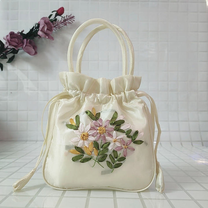 Clutch mit Blumenmuster und Kordelzug, Beuteltasche, Handtasche, Partytasche
