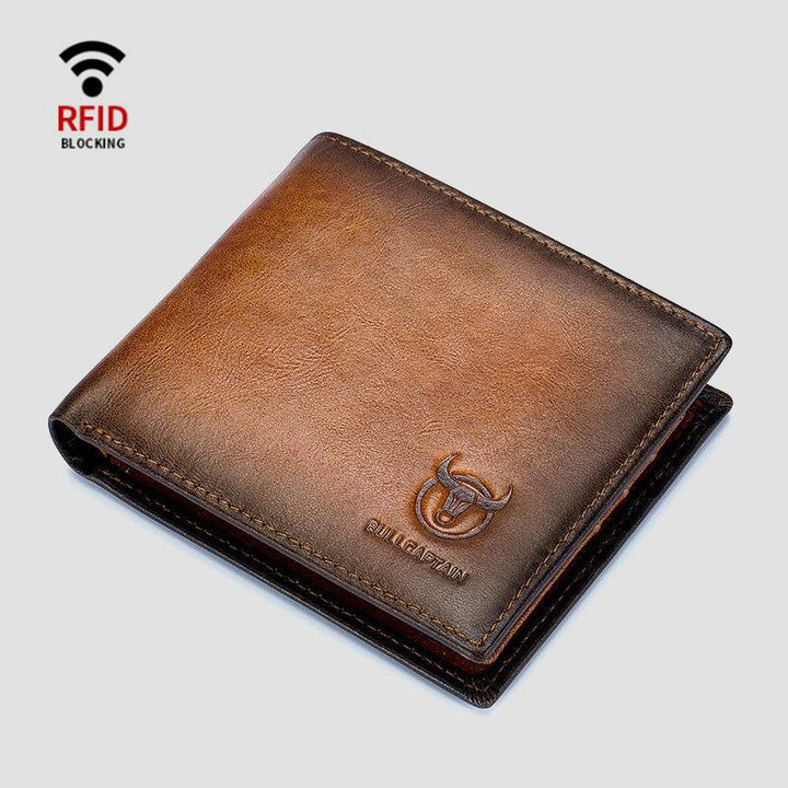 Kurze Geldbörse aus echtem Leder mit RFID-Schutz und mehreren Steckplätzen und Farbverlauf