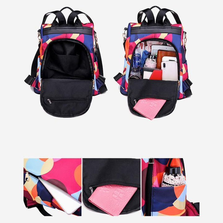 Diebstahlsicherer, wasserdichter Rucksack mit Blumenmuster