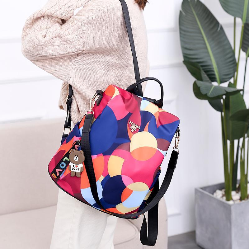 Diebstahlsicherer, wasserdichter Rucksack mit Blumenmuster