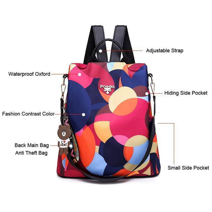Diebstahlsicherer, wasserdichter Rucksack mit Blumenmuster