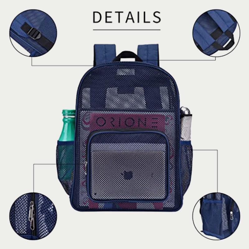Netz-Rucksack für die Schule, Reisen, durchsichtige tragbare Handtasche