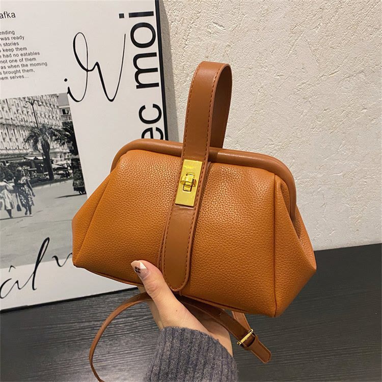 Handytasche mit Schnalle für Damen, elegante Handtasche aus Leder, Umhängetasche