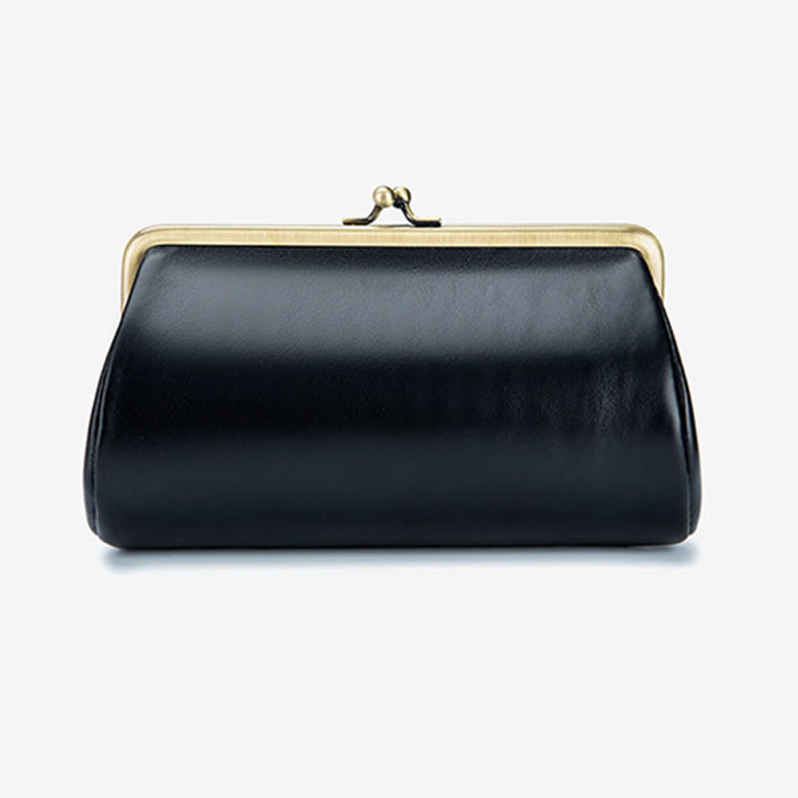 Clutch für Damen, Retro, schlichte Abendtasche aus echtem Leder