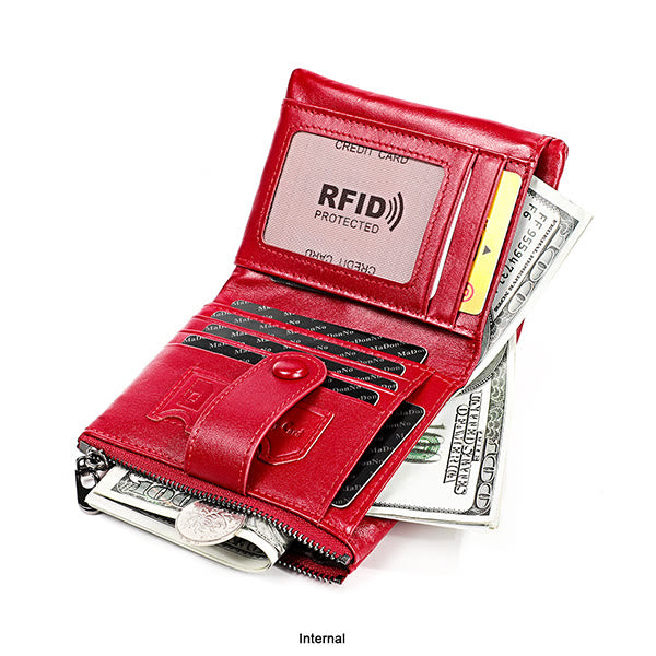 RFID-blockierende Retro-Geldbörse aus Leder mit Kette