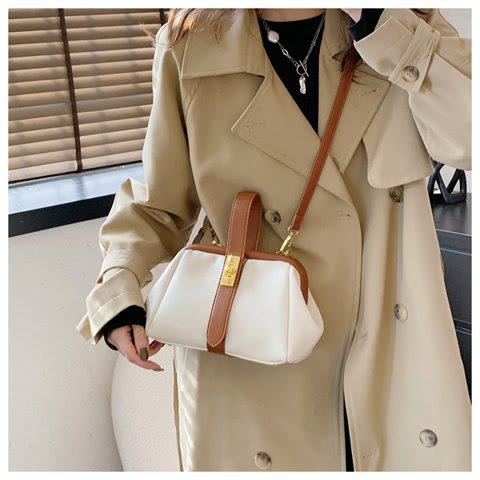 Handytasche mit Schnalle für Damen, elegante Handtasche aus Leder, Umhängetasche