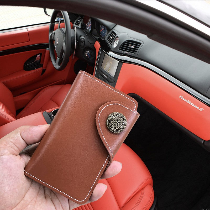 Multifunktionaler Kartenhalter aus Leder, ultradünne Mini-Geldbörse mit Schlüsselring