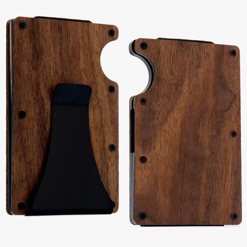 RFID-Kartenhalter aus Holz für Damen und Herren, Legierung, große Geldklammer