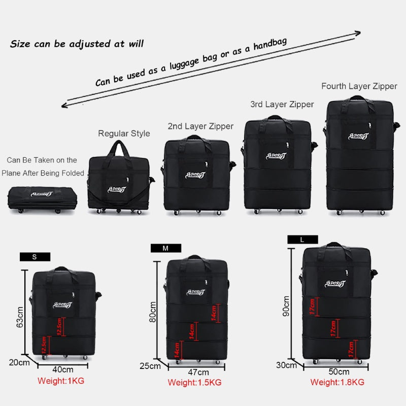 Erweiterbare Spinner Rad Reise Rolling Tote Gepäck Tasche Seesack