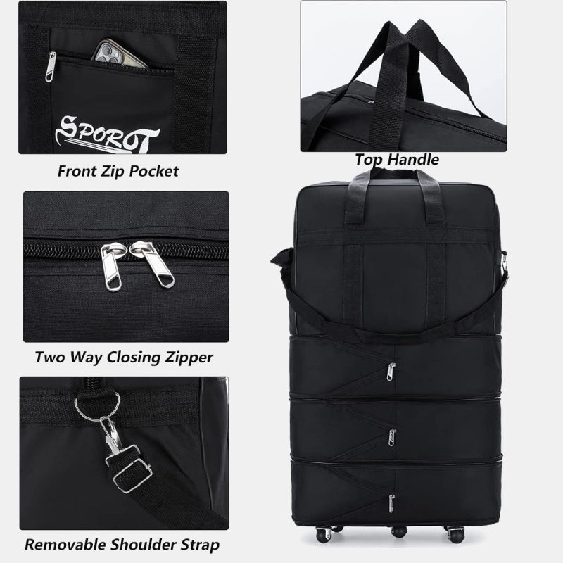Erweiterbare Spinner Rad Reise Rolling Tote Gepäck Tasche Seesack