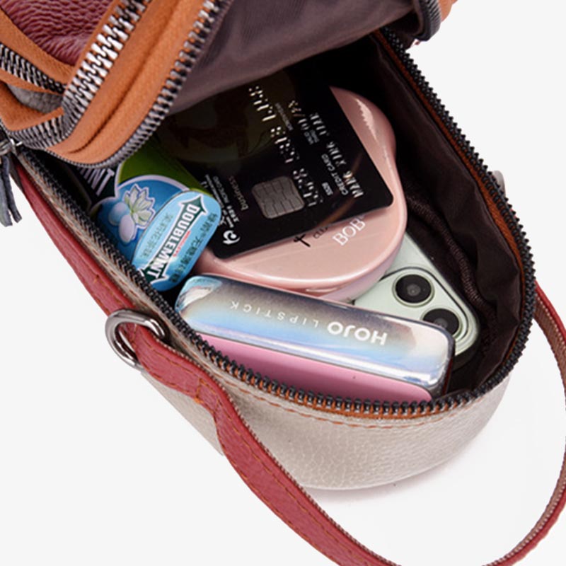 Farblich passende Handytasche aus echtem Leder, Umhängetasche für Damen