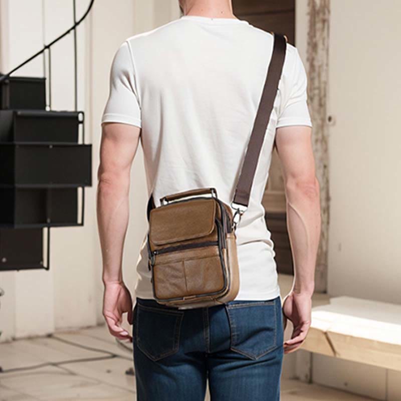 Kleine Umhängetasche aus echtem Leder für Herren