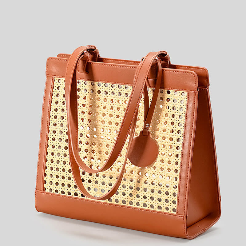 Gewebte Einkaufstasche, Schultertasche, Vintage, ausgehöhlte Reise-/Strandhandtaschen