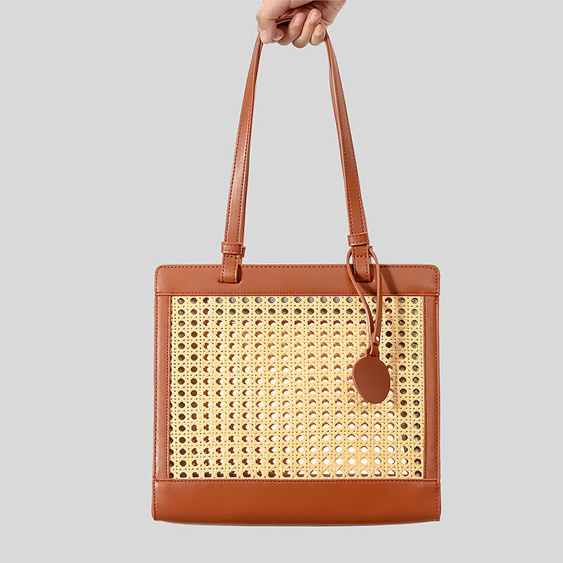 Gewebte Einkaufstasche, Schultertasche, Vintage, ausgehöhlte Reise-/Strandhandtaschen