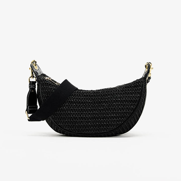 Strohgewebte Tasche, Hobo-Tasche, Umhängetasche, Schultertasche für Damen