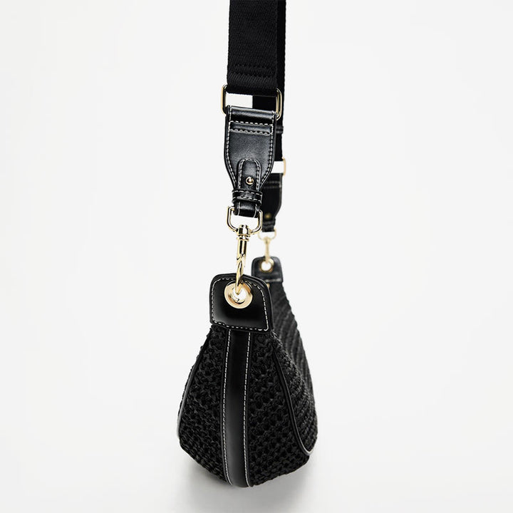Strohgewebte Tasche, Hobo-Tasche, Umhängetasche, Schultertasche für Damen