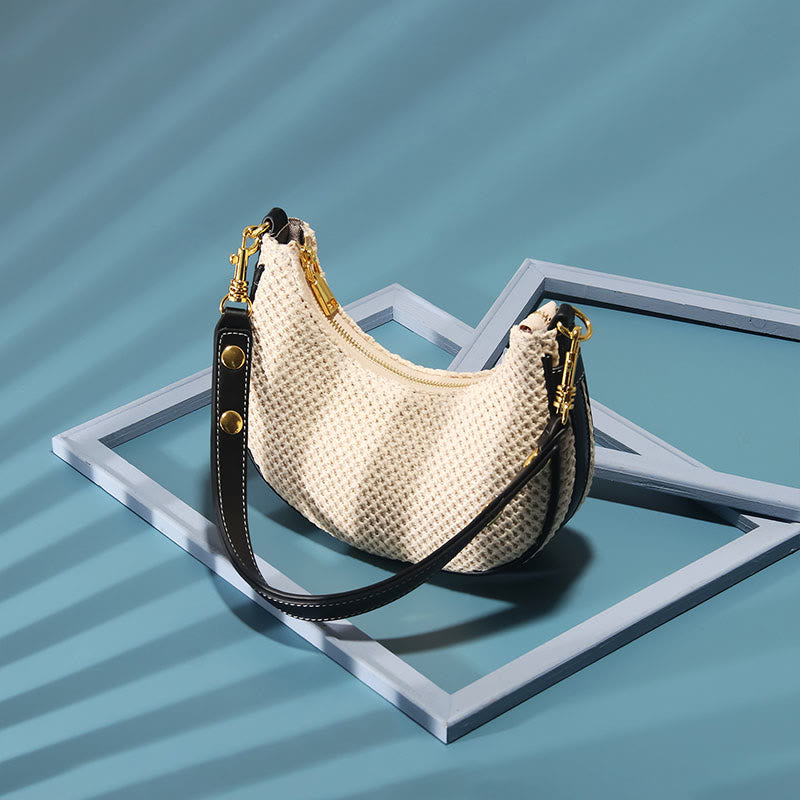Sommerliche Stroh-Umhängetasche, Unterarm-Hobo-Handtasche für Damen